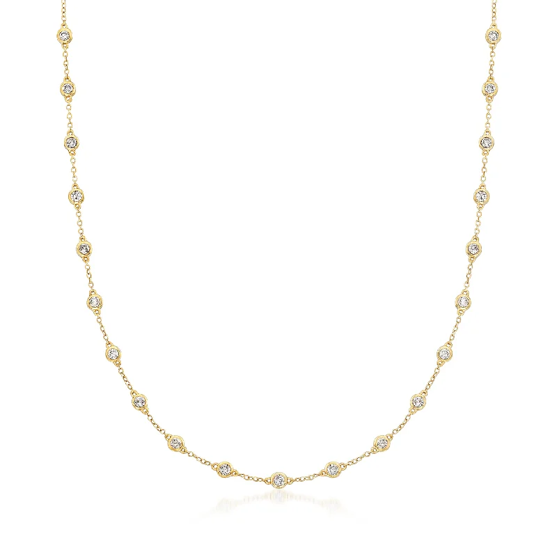 Jewelry Sale Bonanza – Grab Your Sparkle Now Ross-Simons Bezel-Set Diamond Station Necklace in 14kt Yellow Gold Jewelry Sale Bonanza – Grab Your Sparkle Now Ross-Simons Bezel-Set Diamond Station Necklace in 14kt Yellow Gold