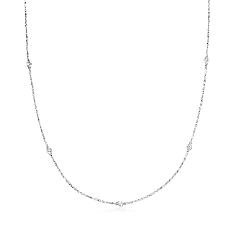 Must-Have Jewelry At Unbelievable Discounts Ross-Simons Bezel-Set Diamond Station Necklace in Sterling Silver Must-Have Jewelry At Unbelievable Discounts Ross-Simons Bezel-Set Diamond Station Necklace in Sterling Silver