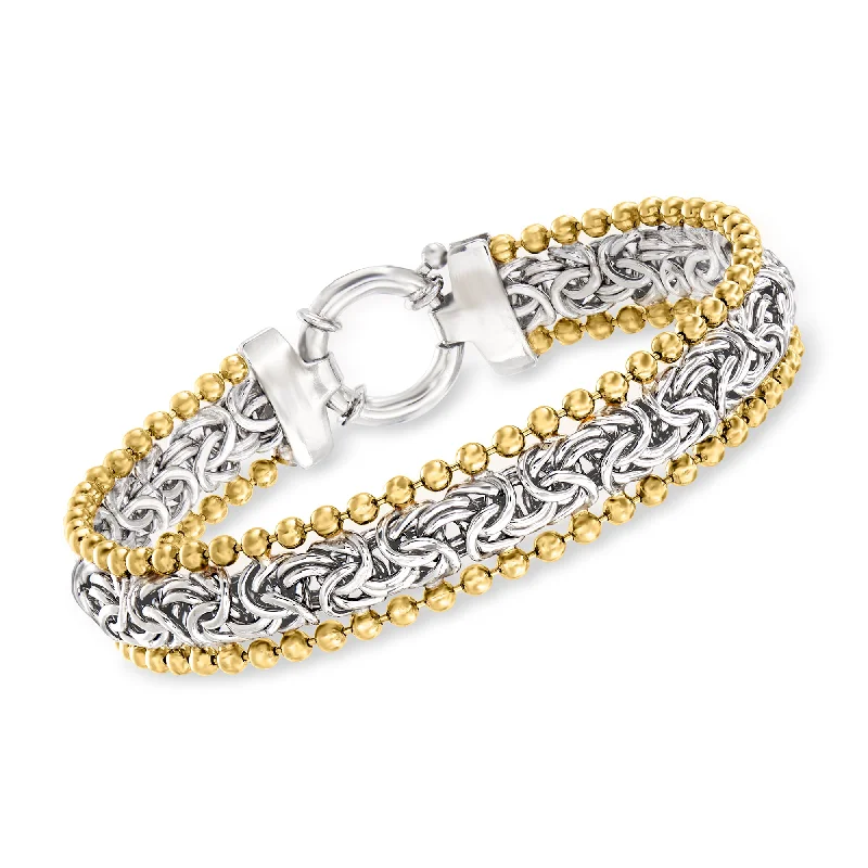 Jewelry Deals That Sparkle – Shop Today Ross-Simons Byzantine Beaded Bracelet in Sterling Silver and 18kt Yellow Gold Over Sterling