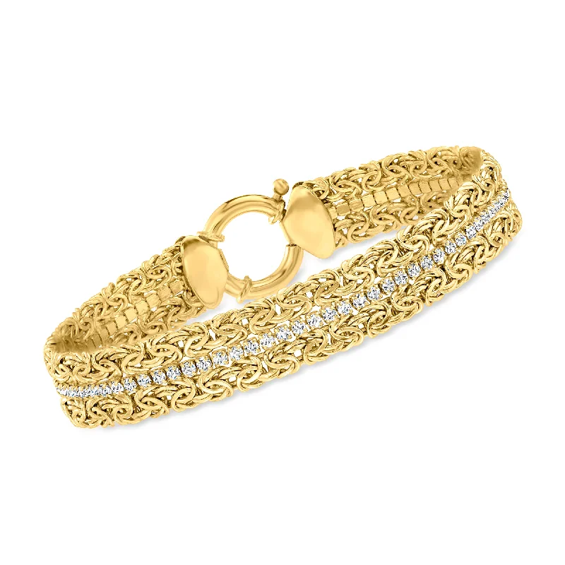 Exclusive Jewelry Offers – Shine For Less Ross-Simons CZ Byzantine Bracelet in 18kt Gold Over Sterling