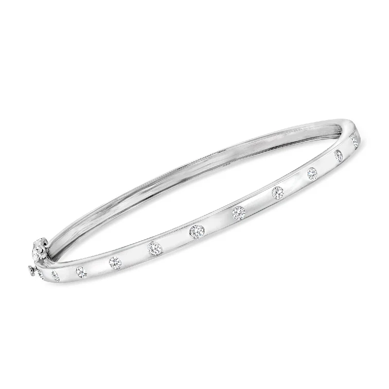 Shop Elegant Jewelry At Unbeatable Prices Ross-Simons Diamond Bangle Bracelet in Sterling Silver