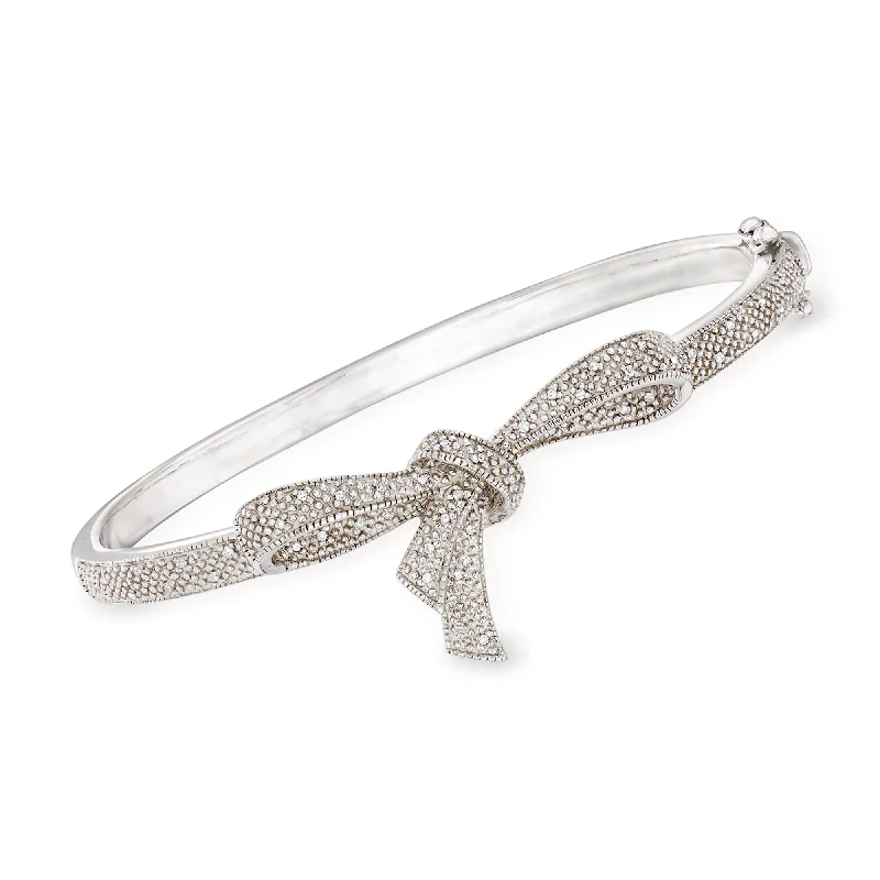 Everyday Jewelry Essentials Now On Sale Ross-Simons Diamond Bow Bangle Bracelet in Sterling Silver Everyday Jewelry Essentials Now On Sale Ross-Simons Diamond Bow Bangle Bracelet in Sterling Silver