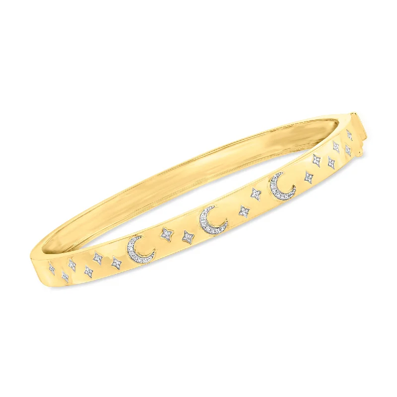 Special Sale On Handcrafted Jewelry – Shop Today Ross-Simons Diamond Celestial Bangle Bracelet in 18kt Gold Over Sterling