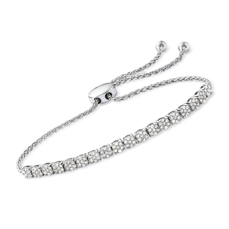 Fine Jewelry, Limited-Time Offers Available Ross-Simons Diamond Cluster Bolo Bracelet in Sterling Silver