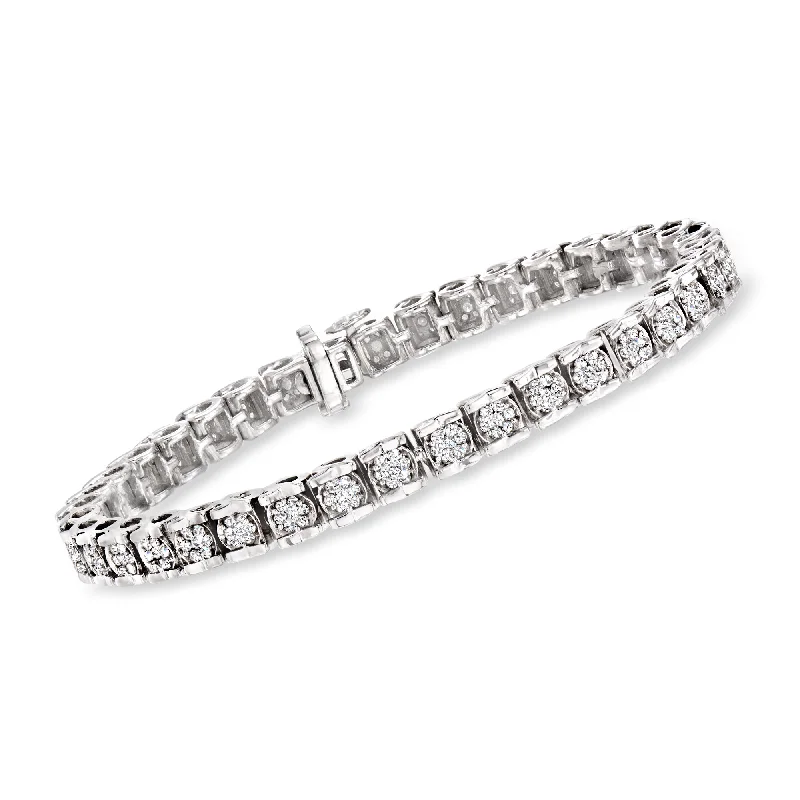 Exclusive Online Discounts On Stylish Jewelry Ross-Simons Diamond Cluster Tennis Bracelet in Sterling Silver Exclusive Online Discounts On Stylish Jewelry Ross-Simons Diamond Cluster Tennis Bracelet in Sterling Silver