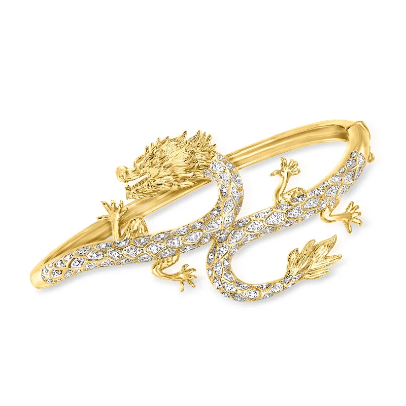 Huge Savings On Timeless Jewelry Collections Ross-Simons Diamond Dragon Bangle Bracelet in 18kt Gold Over Sterling Huge Savings On Timeless Jewelry Collections Ross-Simons Diamond Dragon Bangle Bracelet in 18kt Gold Over Sterling