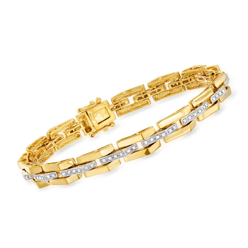 Grab Your Dream Jewelry At The Lowest Prices Ross-Simons Diamond Link Bar-Center Bracelet in 18kt Gold Over Sterling Grab Your Dream Jewelry At The Lowest Prices Ross-Simons Diamond Link Bar-Center Bracelet in 18kt Gold Over Sterling