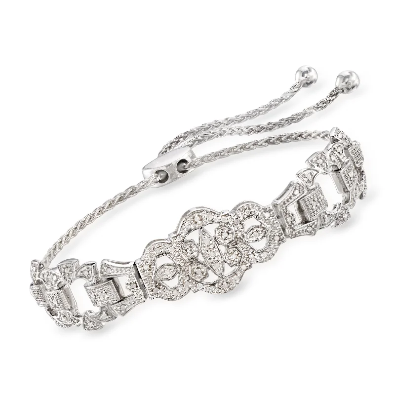 Discounted Luxury Jewelry – Shine Without The Splurge Ross-Simons Diamond Openwork Bolo Bracelet in Sterling Silver Discounted Luxury Jewelry – Shine Without The Splurge Ross-Simons Diamond Openwork Bolo Bracelet in Sterling Silver