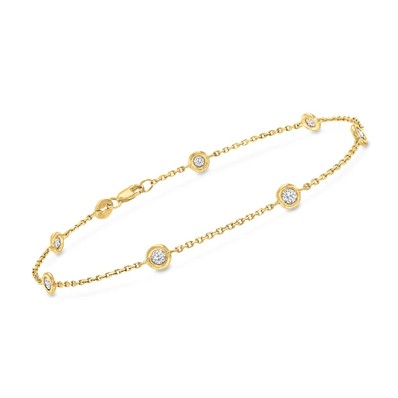 Get The Best Deals On Timeless Jewelry Pieces Ross-Simons Diamond Station Bracelet in 14kt Yellow Gold