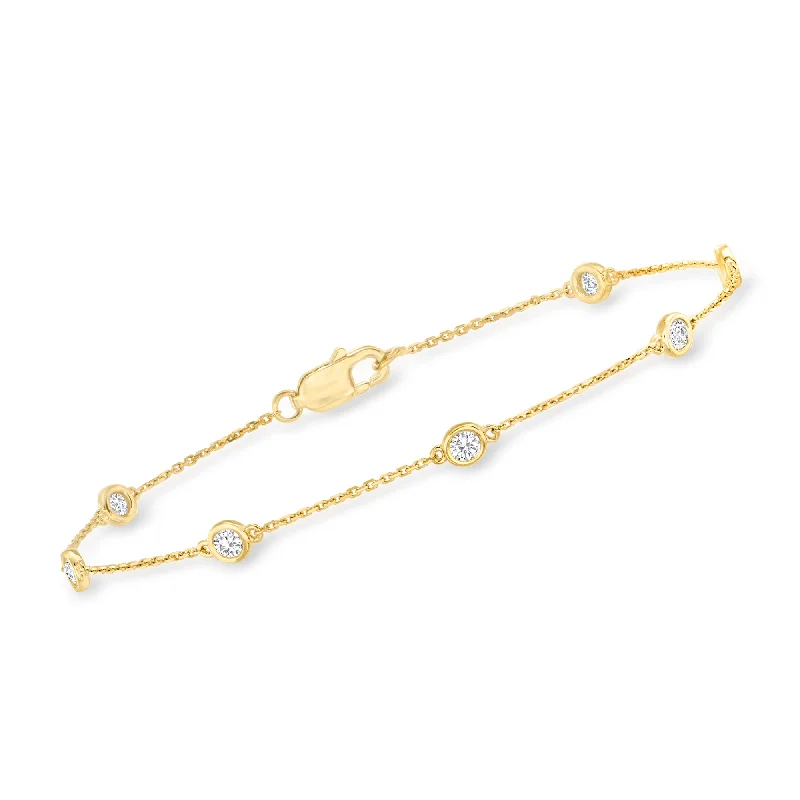 Huge Savings On Timeless Jewelry Collections Ross-Simons Diamond Station Bracelet in 18kt Gold Over Sterling