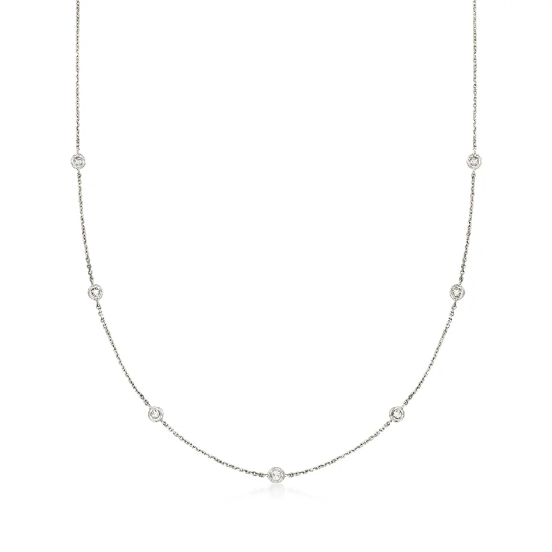 Limited-Time Offer On Elegant Jewelry Pieces Ross-Simons Diamond Station Necklace in 14kt White Gold Limited-Time Offer On Elegant Jewelry Pieces Ross-Simons Diamond Station Necklace in 14kt White Gold