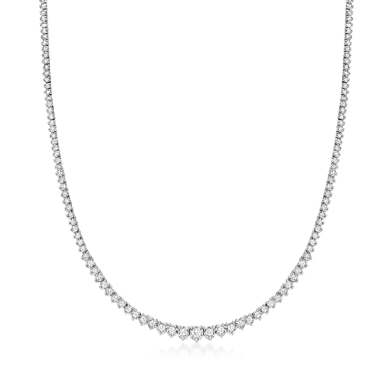 Ross-Simons Diamond Tennis Necklace in Sterling Silver