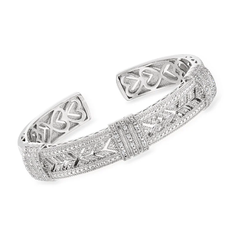 Special Deals On Handcrafted And Designer Jewelry Ross-Simons Diamond Vintage-Style Cuff Bracelet in Sterling Silver Special Deals On Handcrafted And Designer Jewelry Ross-Simons Diamond Vintage-Style Cuff Bracelet in Sterling Silver