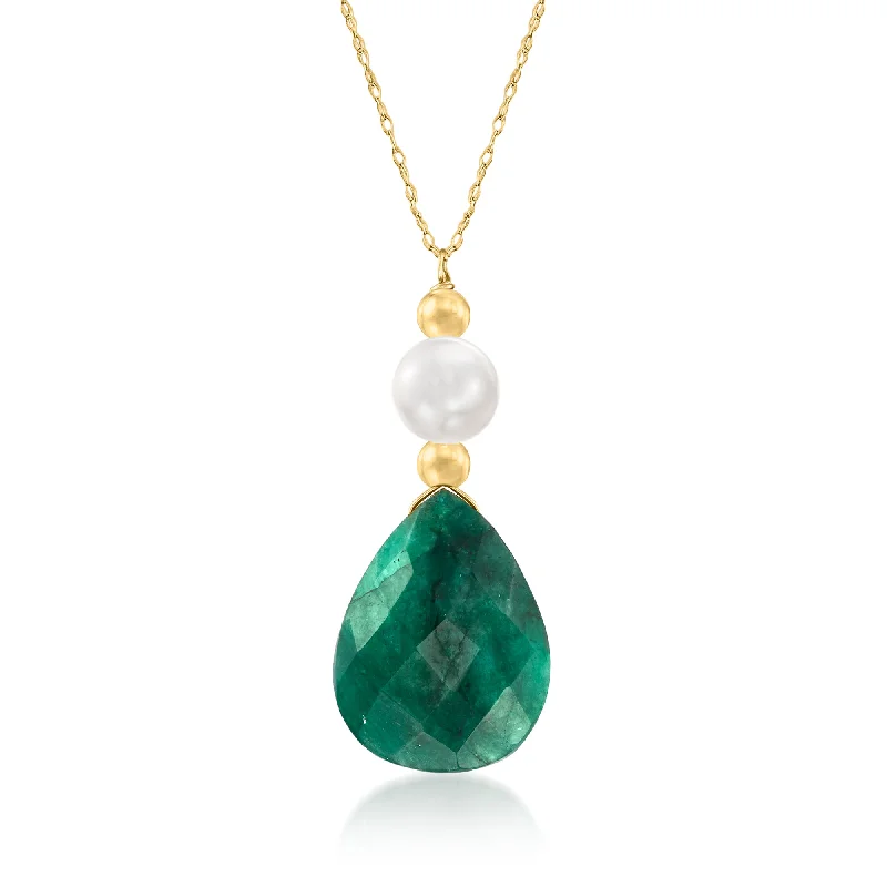 Make Every Moment Shine – Jewelry Discounts Available Ross-Simons Emerald and Cultured Pearl Necklace in 14kt Yellow Gold Make Every Moment Shine – Jewelry Discounts Available Ross-Simons Emerald and Cultured Pearl Necklace in 14kt Yellow Gold