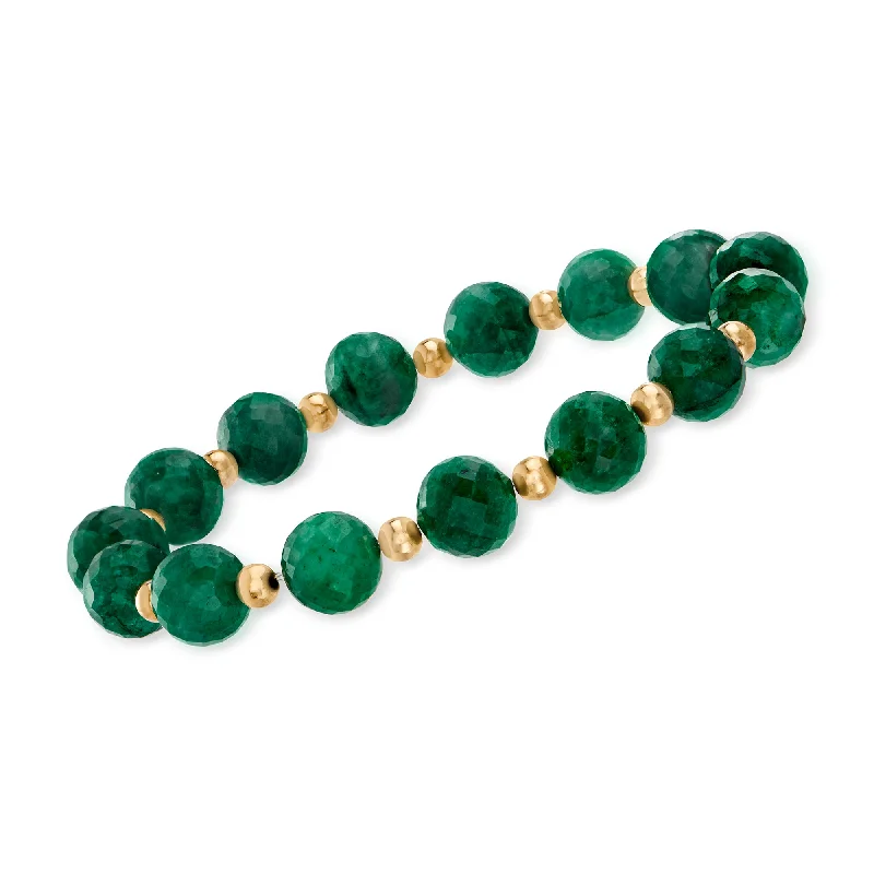 Chic And Stylish Jewelry At Exclusive Prices Ross-Simons Emerald Bead Stretch Bracelet With 14kt Yellow Gold Chic And Stylish Jewelry At Exclusive Prices Ross-Simons Emerald Bead Stretch Bracelet With 14kt Yellow Gold