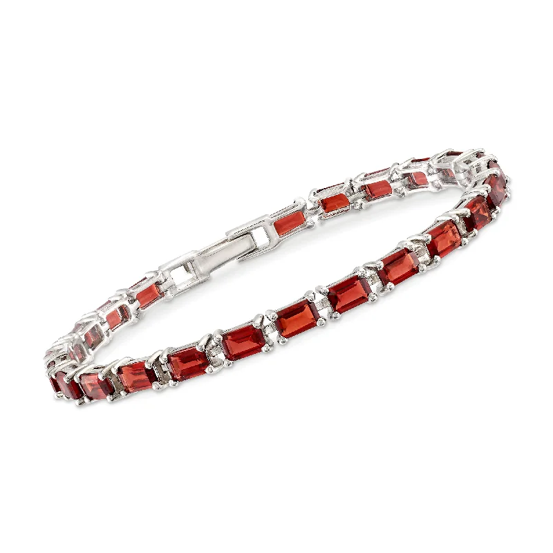 Chic And Stylish Jewelry At Discounted Prices Ross-Simons Emerald-Cut Garnet Tennis Bracelet in Sterling Silver Chic And Stylish Jewelry At Discounted Prices Ross-Simons Emerald-Cut Garnet Tennis Bracelet in Sterling Silver