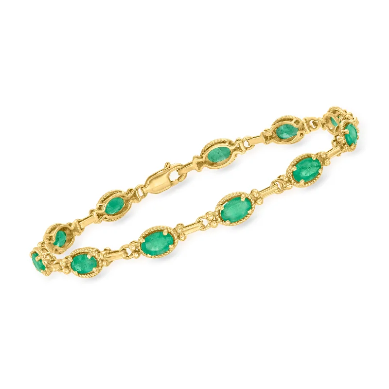 Chic, Trendy, And Affordable Jewelry Sale Ross-Simons Emerald Roped-Edge Bracelet in 14kt Yellow Gold