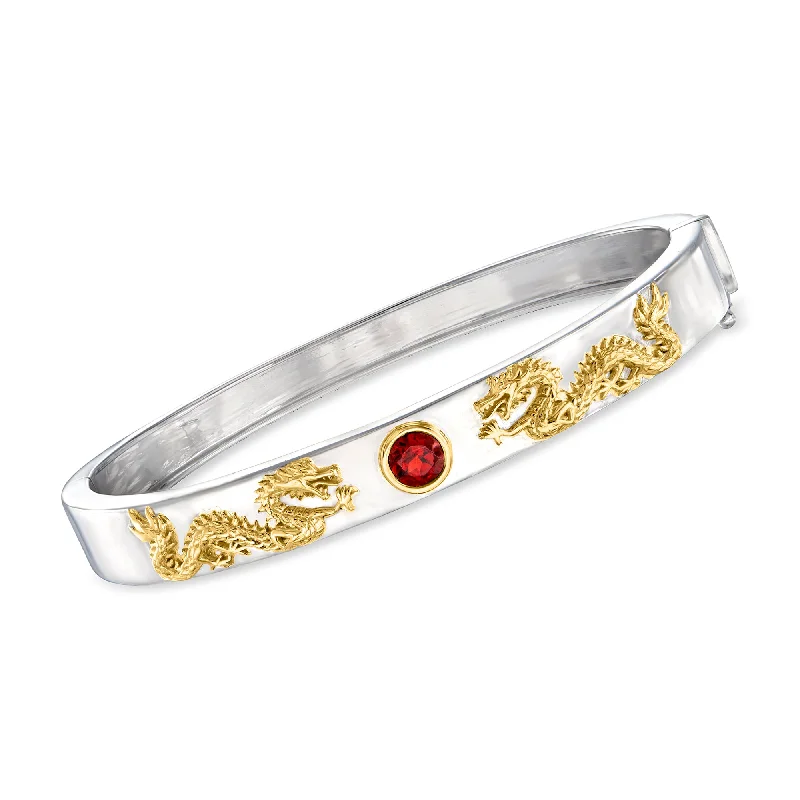 Upgrade Your Jewelry Collection For Less Ross-Simons Garnet Dragon Bangle Bracelet in 2-Tone Sterling Silver Upgrade Your Jewelry Collection For Less Ross-Simons Garnet Dragon Bangle Bracelet in 2-Tone Sterling Silver