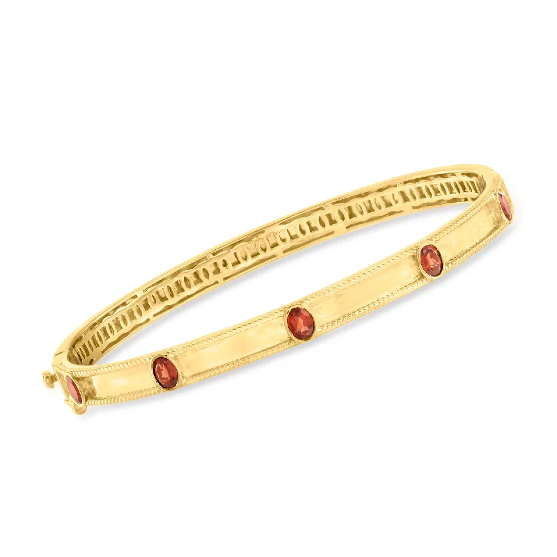 Must-Have Jewelry Pieces At Reduced Prices Ross-Simons Garnet Station Bangle Bracelet in 18kt Gold Over Sterling Must-Have Jewelry Pieces At Reduced Prices Ross-Simons Garnet Station Bangle Bracelet in 18kt Gold Over Sterling