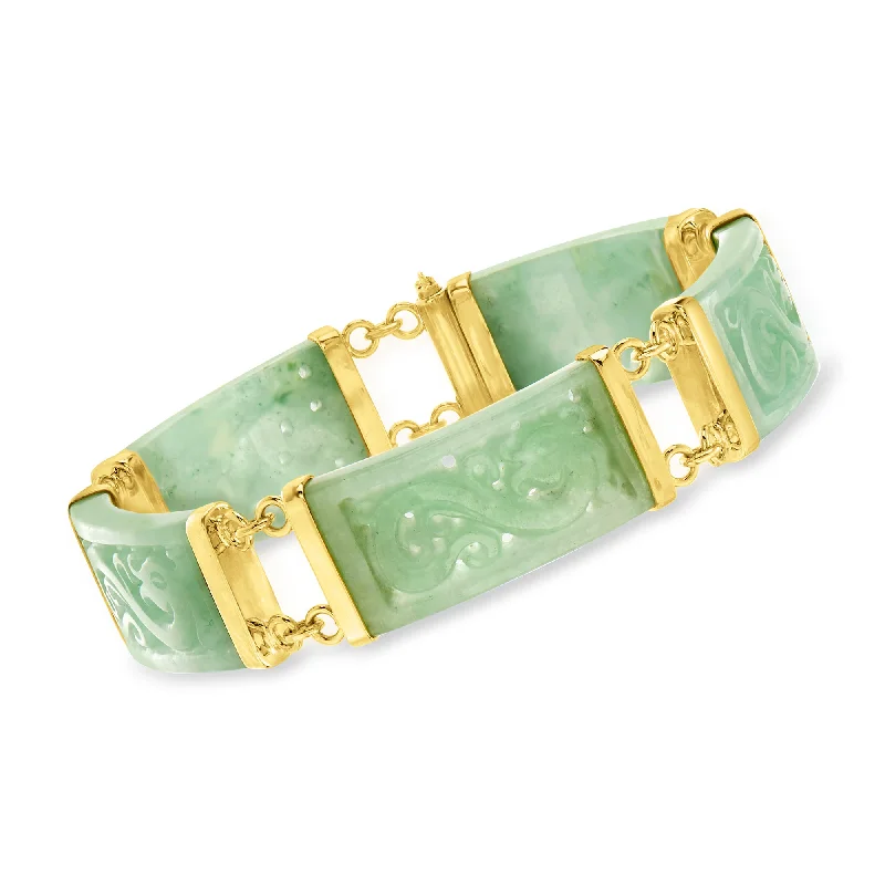 Shop Modern Jewelry Collections With Exclusive Discounts Ross-Simons Jade Dragon Bracelet With 18kt Gold Over Sterling Shop Modern Jewelry Collections With Exclusive Discounts Ross-Simons Jade Dragon Bracelet With 18kt Gold Over Sterling