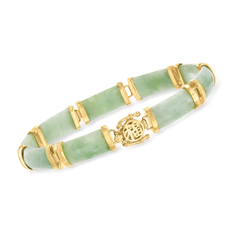 Affordable Glamour – Premium Jewelry For Less Ross-Simons Green Jade "Good Fortune" Bracelet in 18kt Gold Over Sterling Affordable Glamour – Premium Jewelry For Less Ross-Simons Green Jade "Good Fortune" Bracelet in 18kt Gold Over Sterling