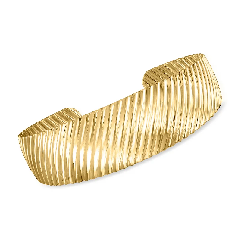 Shop Fine Jewelry With Exclusive Savings Ross-Simons Italian 18kt Gold Over Sterling Ribbed Cuff Bracelet