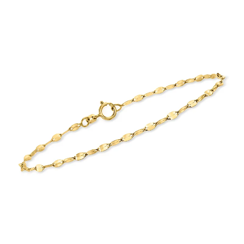 Exclusive Jewelry Sale – Sparkle For Less Ross-Simons Italian 2.25mm 14kt Yellow Gold Lumachina Chain Bracelet