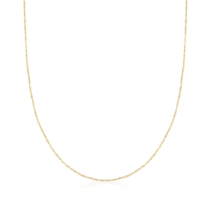 Elegant Necklaces And Bracelets At Limited-Time Offers Ross-Simons Italian .8mm 14kt Yellow Gold Adjustable Singapore Chain Necklace Elegant Necklaces And Bracelets At Limited-Time Offers Ross-Simons Italian .8mm 14kt Yellow Gold Adjustable Singapore Chain Necklace