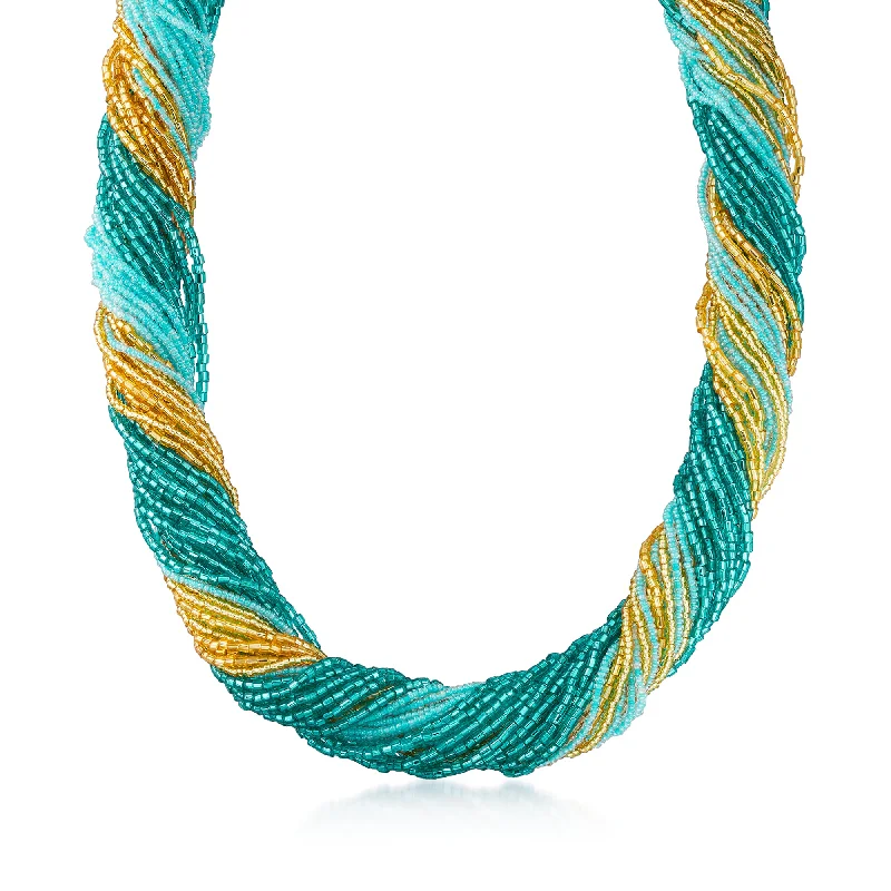 Flash Jewelry Sale – Get Stunning Pieces At Low Prices Ross-Simons Italian Aqua and Gold Murano Glass Bead Torsade Necklace With 18kt Gold Over Sterling Flash Jewelry Sale – Get Stunning Pieces At Low Prices Ross-Simons Italian Aqua and Gold Murano Glass Bead Torsade Necklace With 18kt Gold Over Sterling