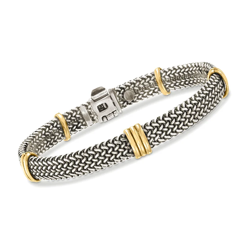 Handmade Pearl Jewelry For Timeless Elegance Ross-Simons Italian Sterling Silver and 18kt Bonded Gold Woven Bracelet Handmade Pearl Jewelry For Timeless Elegance Ross-Simons Italian Sterling Silver and 18kt Bonded Gold Woven Bracelet