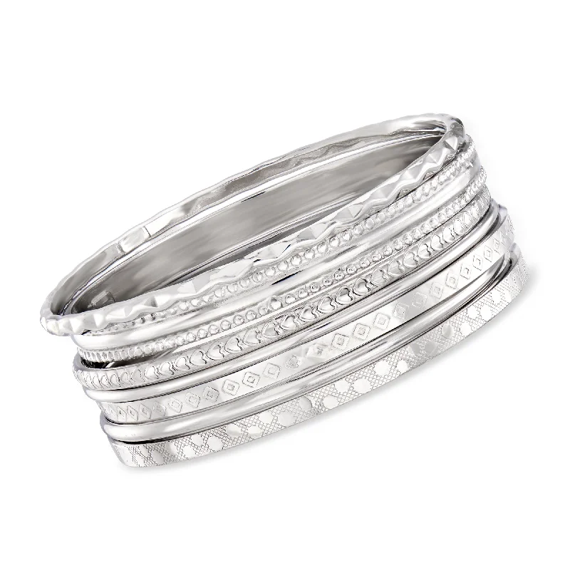 Luxury Jewelry At Unbeatable Discounts Ross-Simons Italian Sterling Silver Jewelry Set: 7 Assorted Texture Bangle Bracelets Luxury Jewelry At Unbeatable Discounts Ross-Simons Italian Sterling Silver Jewelry Set: 7 Assorted Texture Bangle Bracelets