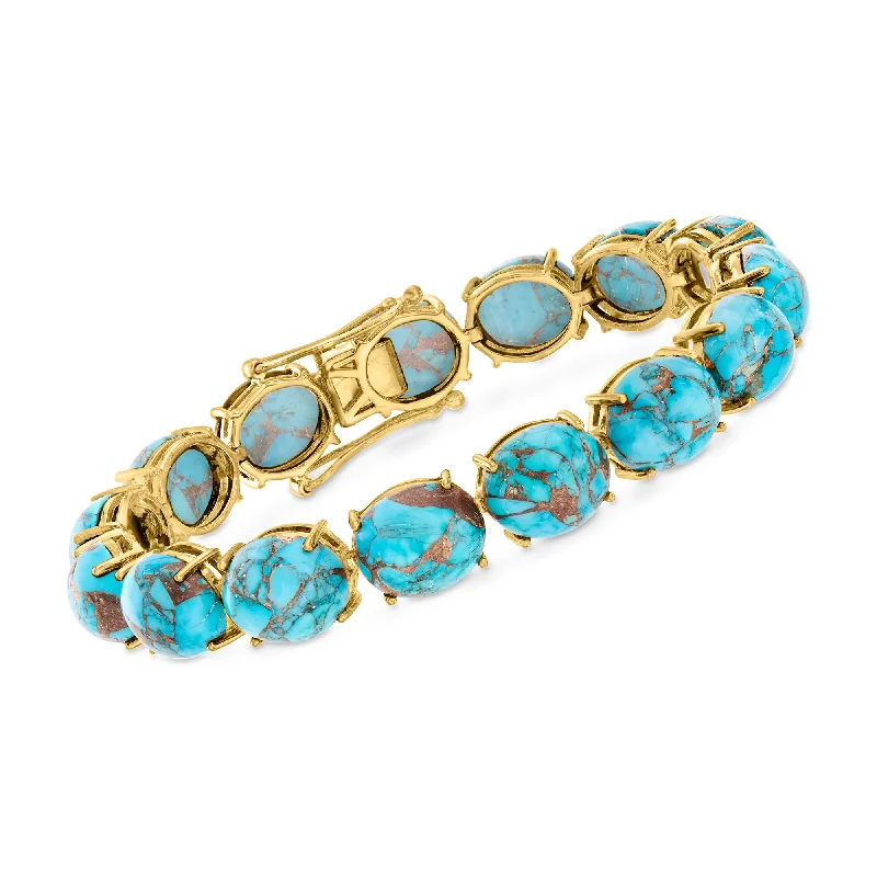 Flash Sale On Elegant Jewelry – Don't Miss Out Ross-Simons Mohave Turquoise Bracelet in 18kt Gold Over Sterling Flash Sale On Elegant Jewelry – Don't Miss Out Ross-Simons Mohave Turquoise Bracelet in 18kt Gold Over Sterling