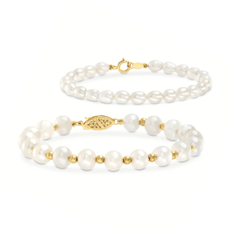 Luxury Jewelry At Unbeatable Discounts Ross-Simons Mom & Me 4-7mm Cultured Pearl Bracelet Set Of 2 in 14kt Yellow Gold Luxury Jewelry At Unbeatable Discounts Ross-Simons Mom & Me 4-7mm Cultured Pearl Bracelet Set Of 2 in 14kt Yellow Gold