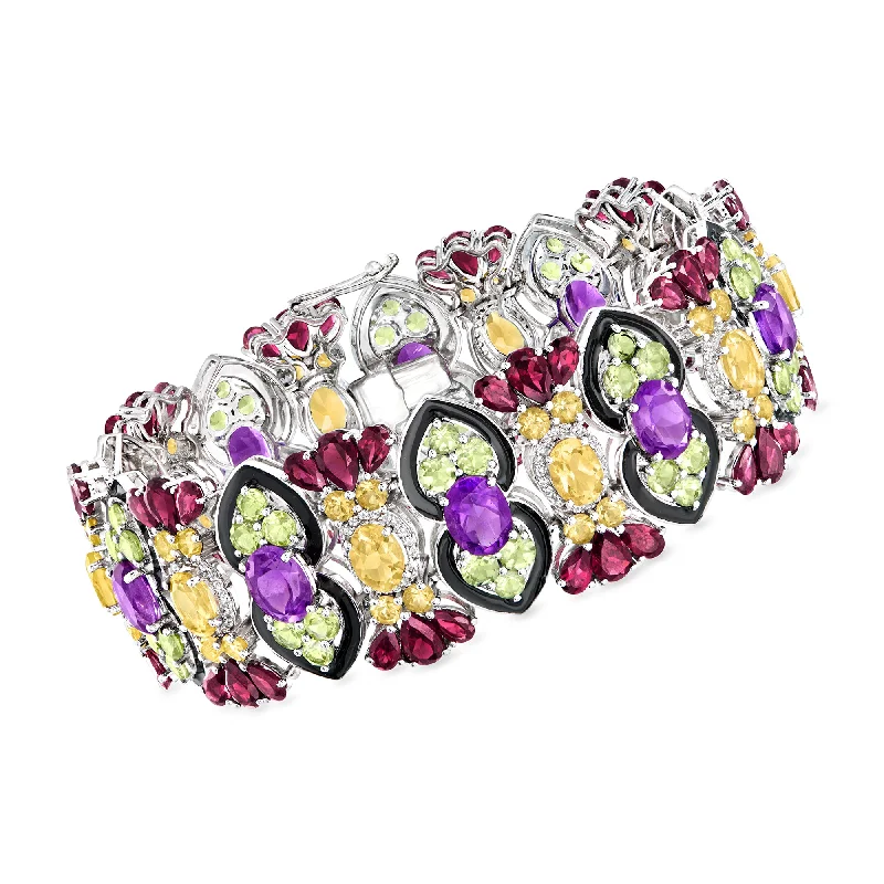 Elegant Necklaces And Bracelets At Limited-Time Offers Ross-Simons Multi-Gemstone and Black Enamel Bracelet in Sterling Silver Elegant Necklaces And Bracelets At Limited-Time Offers Ross-Simons Multi-Gemstone and Black Enamel Bracelet in Sterling Silver