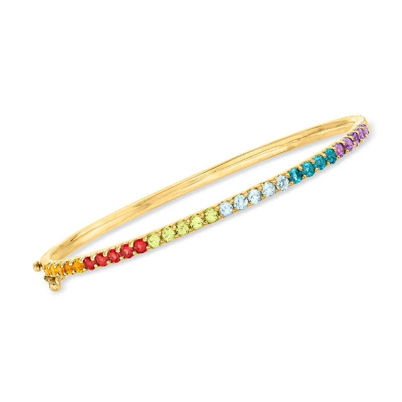 Sparkle More For Less – Jewelry Sale Happening Now Ross-Simons Multi-Gemstone Bangle Bracelet in 18kt Gold Over Sterling