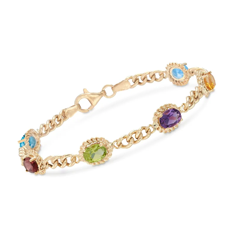 Timeless Beauty, Unbeatable Deals – Jewelry Sale On Ross-Simons Multi-Stone Link Bracelet in 18kt Gold Over Sterling Silver Timeless Beauty, Unbeatable Deals – Jewelry Sale On Ross-Simons Multi-Stone Link Bracelet in 18kt Gold Over Sterling Silver