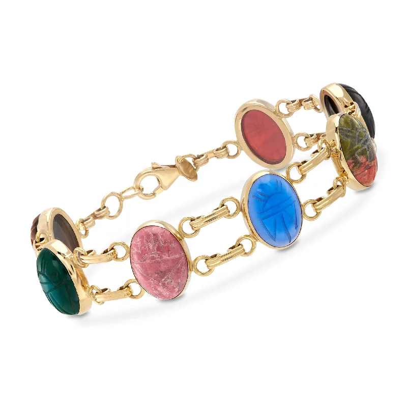 Affordable Glamour – Premium Jewelry At Special Prices Ross-Simons Multi-Gemstone Scarab Bracelet in 18kt Gold Over Sterling