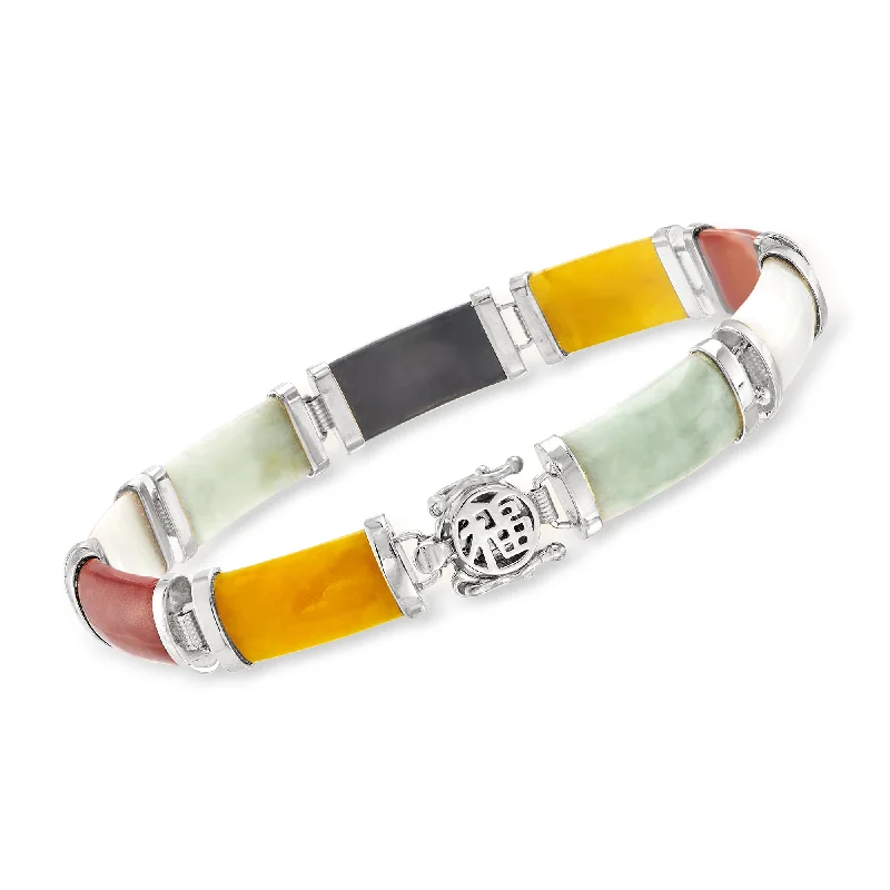 Premium Jewelry Now Available At Special Discounts Ross-Simons Multicolored Jade "Good Fortune" Bracelet in Sterling Silver Premium Jewelry Now Available At Special Discounts Ross-Simons Multicolored Jade "Good Fortune" Bracelet in Sterling Silver