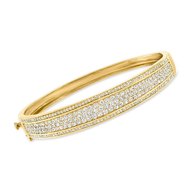 Best-Selling Jewelry Now Available At Special Deals Ross-Simons Pave Diamond Bangle Bracelet in 18kt Gold Over Sterling