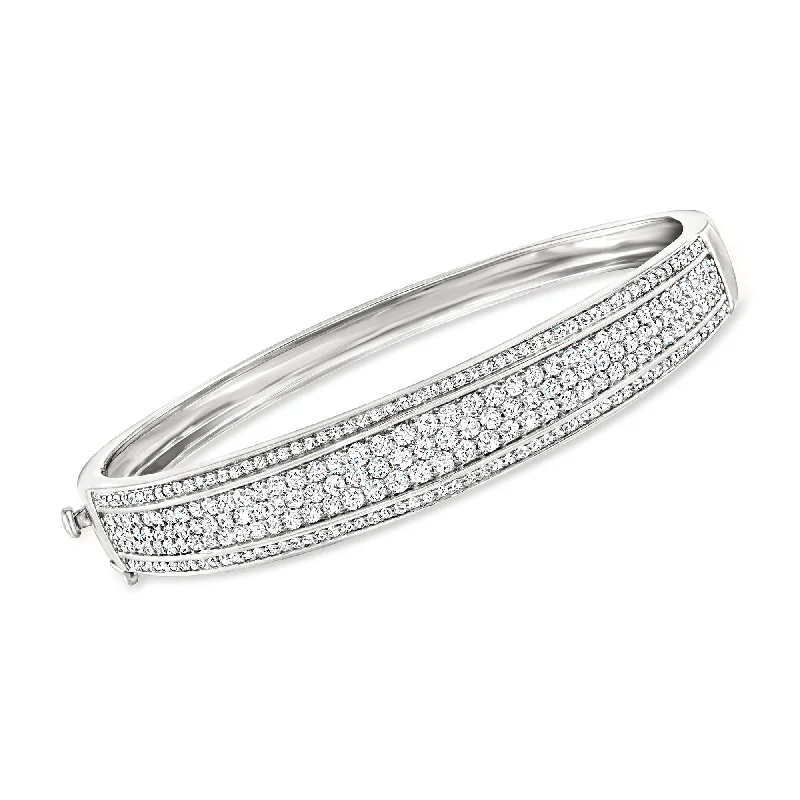 Clearance Sale On High-End Jewelry Collections Ross-Simons Pave Diamond Bangle Bracelet in Sterling Silver