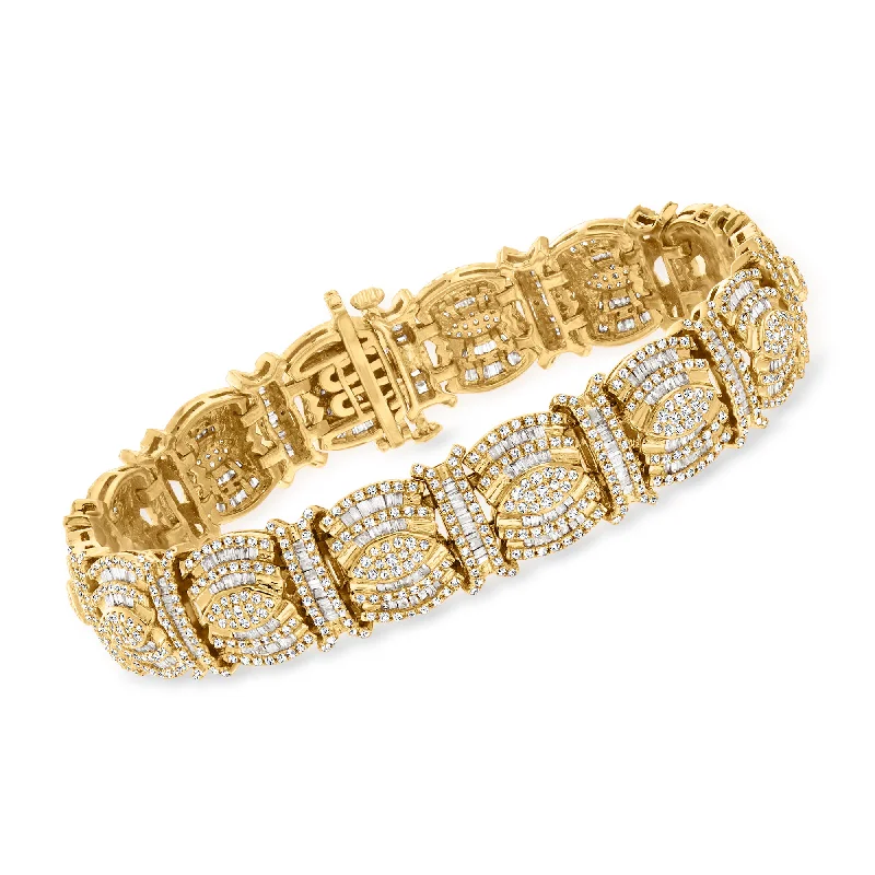 Unmissable Discounts On Timeless Jewelry Pieces Ross-Simons Round and Baguette Diamond Bracelet in 18kt Gold Over Sterling