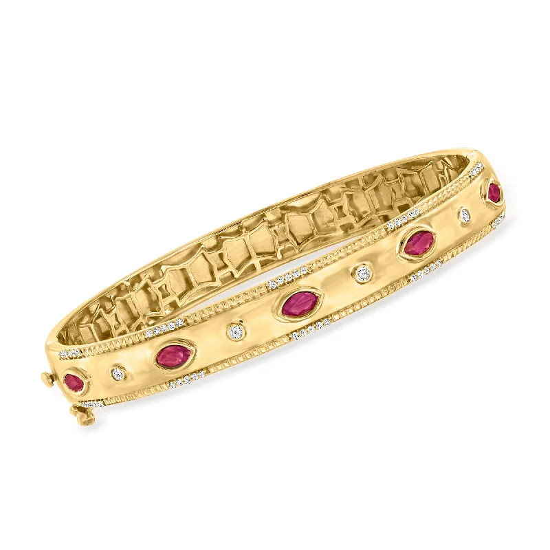 Flash Sale On Exquisite Jewelry – Don't Miss Out Ross-Simons Ruby and . Diamond Bangle Bracelet in 18kt Gold Over Sterling