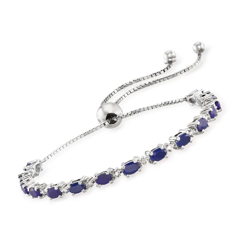 Bestselling Jewelry Now On Sale – Elevate Your Look Ross-Simons Sapphire Bolo Bracelet With Diamond Accents in Sterling Silver