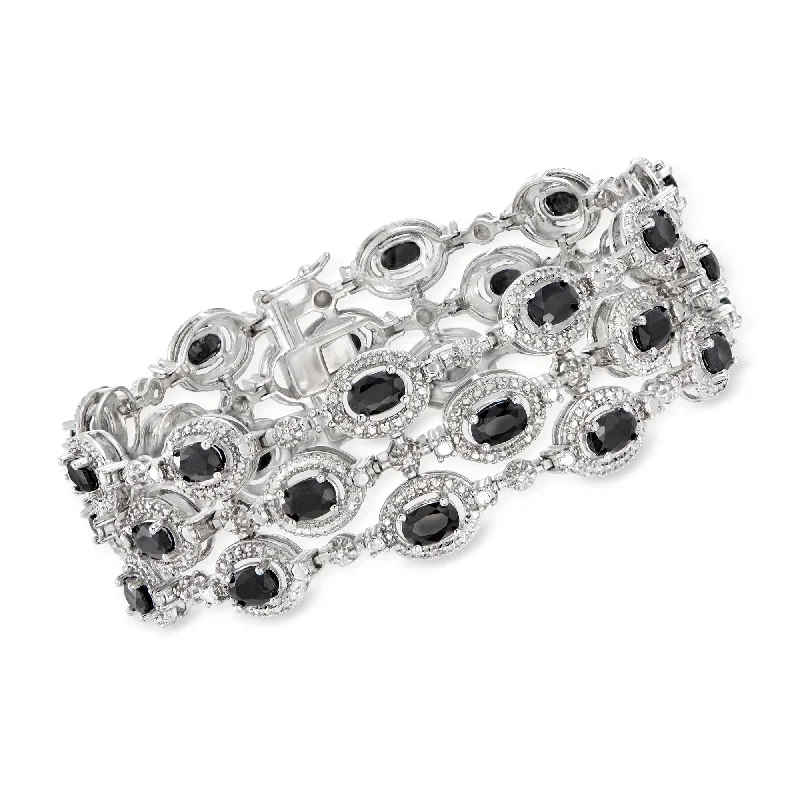 Huge Savings On Timeless Jewelry Collections Ross-Simons Sapphire Bracelet With Diamond Accent in Sterling Silver