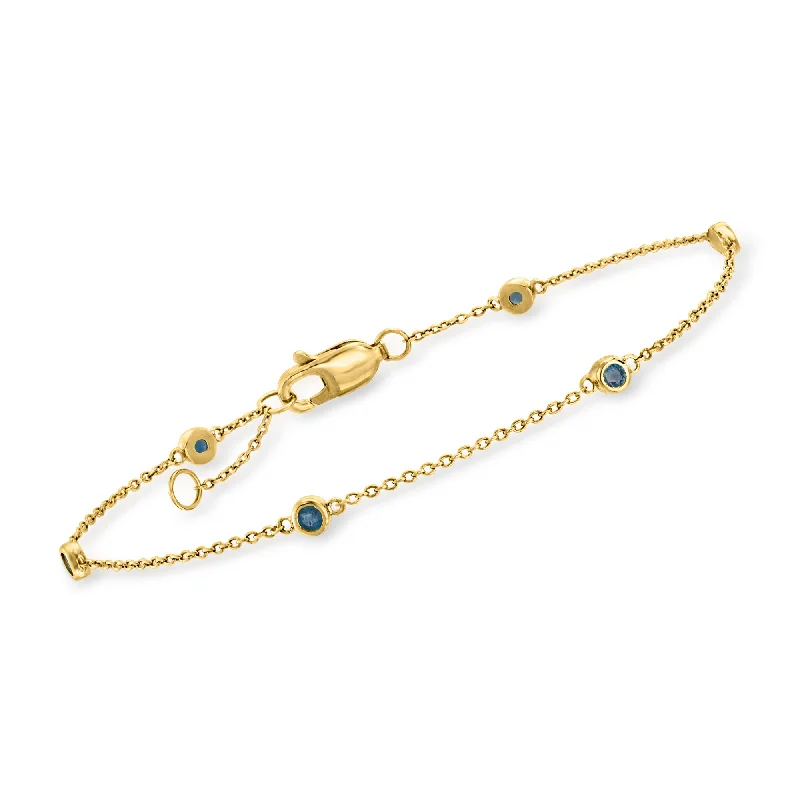 Unique Jewelry Designs Now At Discounted Rates Ross-Simons Sapphire Station Bracelet in 14kt Yellow Gold