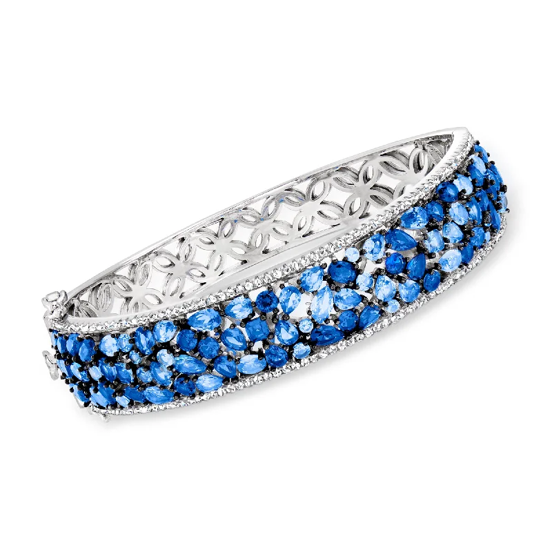 Flash Sale On Exquisite Jewelry – Don't Miss Out Ross-Simons Simulated Sapphire and CZ Bangle Bracelet in Sterling Silver