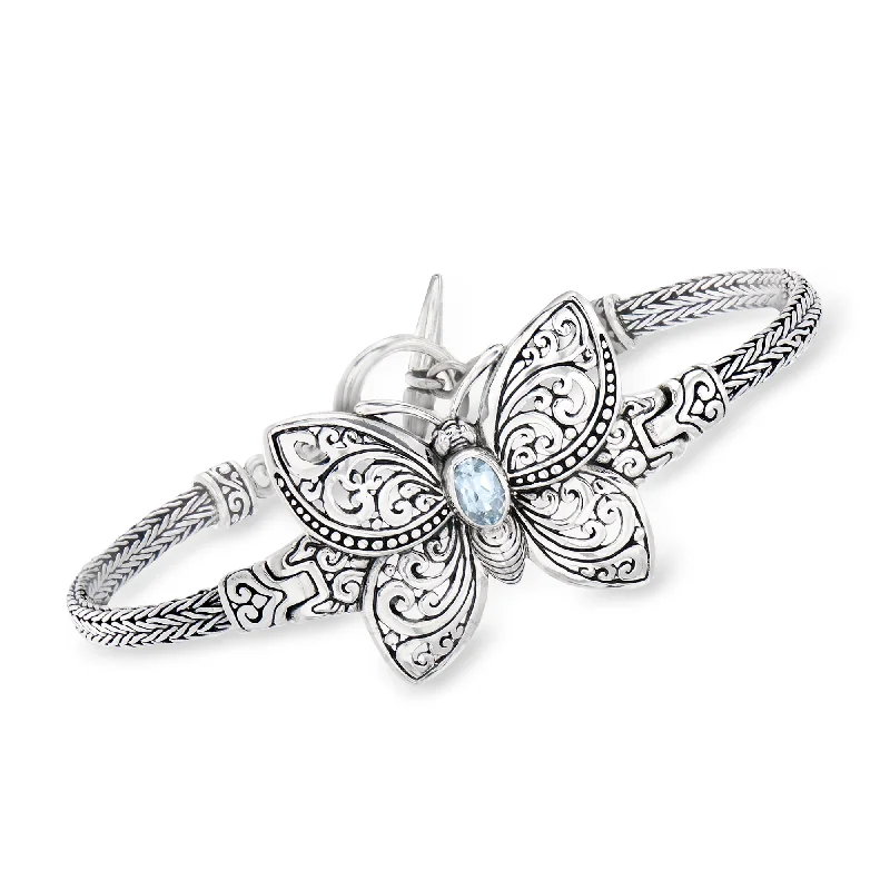 Celebrate With Sparkle – Jewelry Sale Now Live Ross-Simons Sky Blue Topaz Bali-Style Butterfly Bracelet in Sterling Silver Celebrate With Sparkle – Jewelry Sale Now Live Ross-Simons Sky Blue Topaz Bali-Style Butterfly Bracelet in Sterling Silver