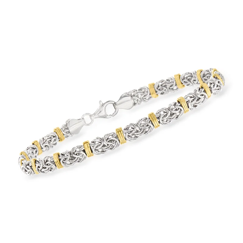 Affordable Glamour – Must-Have Jewelry At Special Rates Ross-Simons Sterling Silver and 14kt Yellow Gold Byzantine Station Bracelet Affordable Glamour – Must-Have Jewelry At Special Rates Ross-Simons Sterling Silver and 14kt Yellow Gold Byzantine Station Bracelet