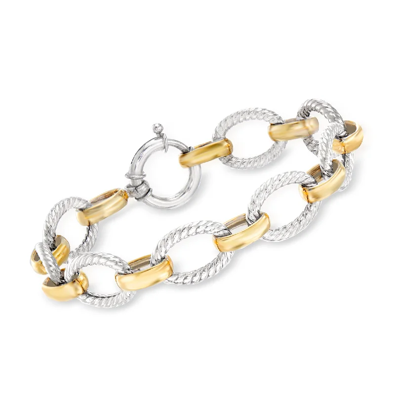 Grab Exquisite Jewelry At The Lowest Prices Ross-Simons Sterling Silver and 18kt Gold Over Sterling Twisted Oval-Link Bracelet Grab Exquisite Jewelry At The Lowest Prices Ross-Simons Sterling Silver and 18kt Gold Over Sterling Twisted Oval-Link Bracelet