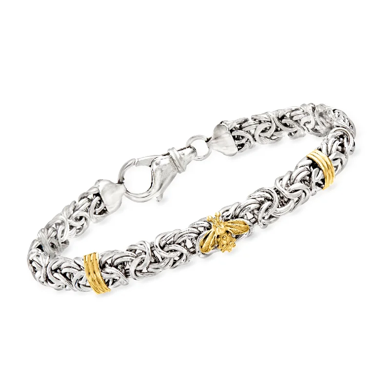 Shop Stylish Jewelry Now And Save Big Ross-Simons Sterling Silver Byzantine Bracelet With 14kt Yellow Gold Bee and Bar Stations Shop Stylish Jewelry Now And Save Big Ross-Simons Sterling Silver Byzantine Bracelet With 14kt Yellow Gold Bee and Bar Stations